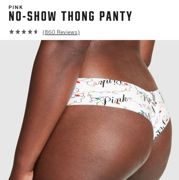 Victoria Secret PINK- No-Show/Seamless Logo Holiday lights Thong Style Panty-XL - Picture 2 of 4